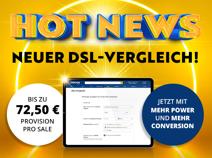 HOT NEWS! Neuer DSL-Vergleich mit mehr Power und einer deutlich besseren Conversion!