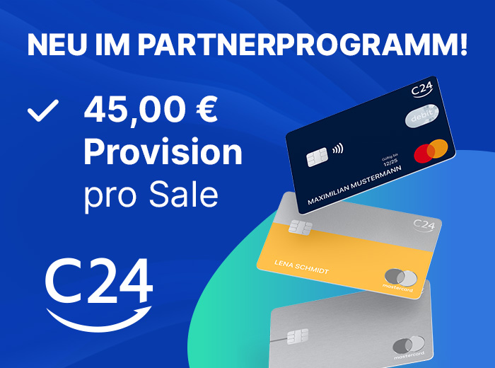 Neu im CHECK24-Partnerprogramm: C24 Girokonto mit 45,00 € pro Sale!