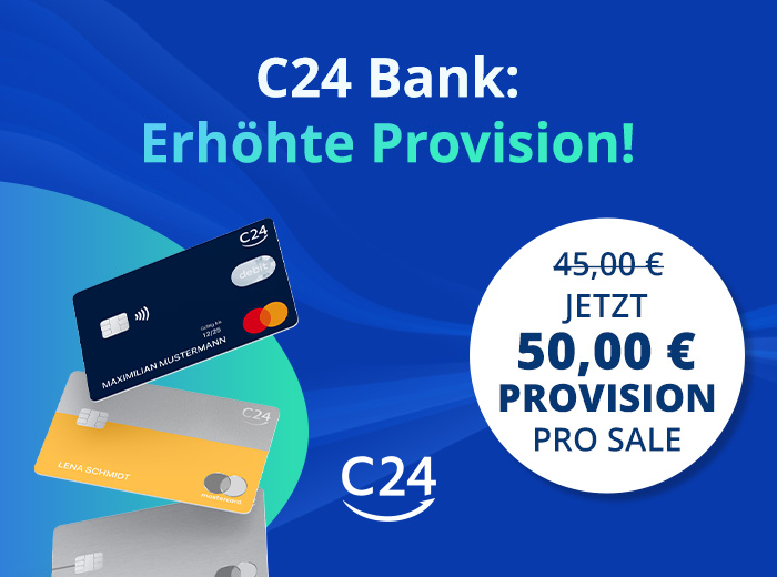 Exklusiv: C24 Bank jetzt mit 50,00 € pro Sale!
