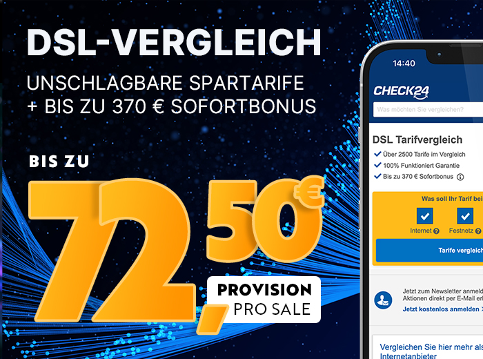 Top-Produkt im Juni: DSL-Vergleich mit bis zu 72,50 Euro pro Sale!