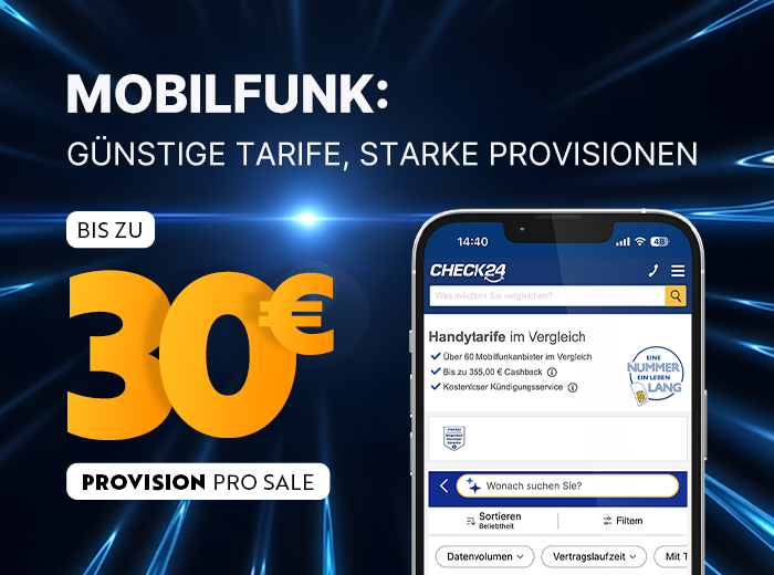 Mobilfunk-Vergleich: Sichere dir bis zu 30,00 Euro pro Sale